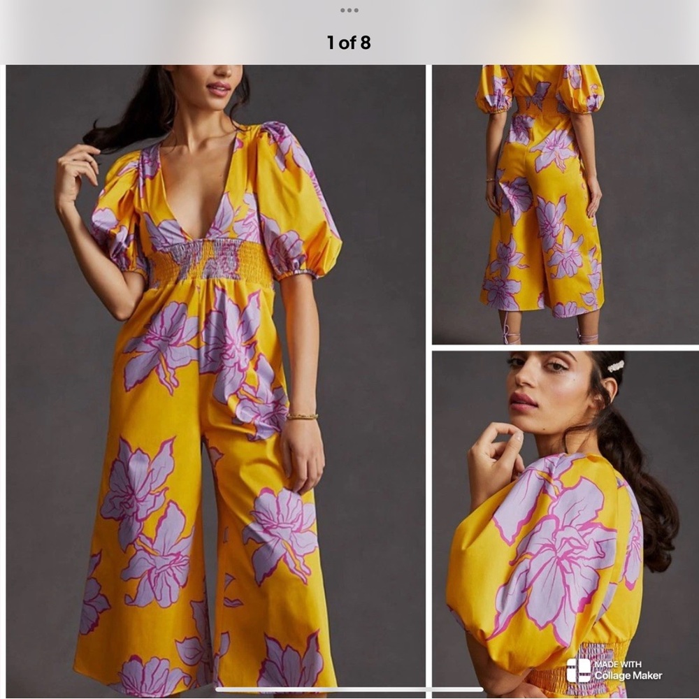 Hutch Yellow Floral Jumpsuit with Lavender-Pink Bloom Print